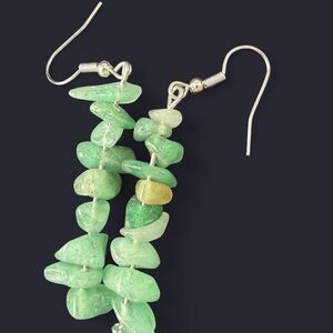 Green Chip Stone Dangle Earrings - Handmade Women’s Jewelry